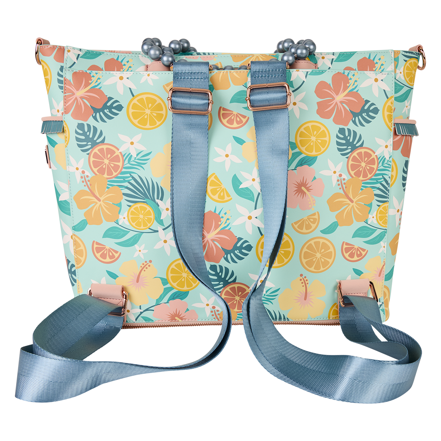 Loungefly Tropical Lemon Floral Convertible Backpack & Tote Crossbody Bag - Image 4