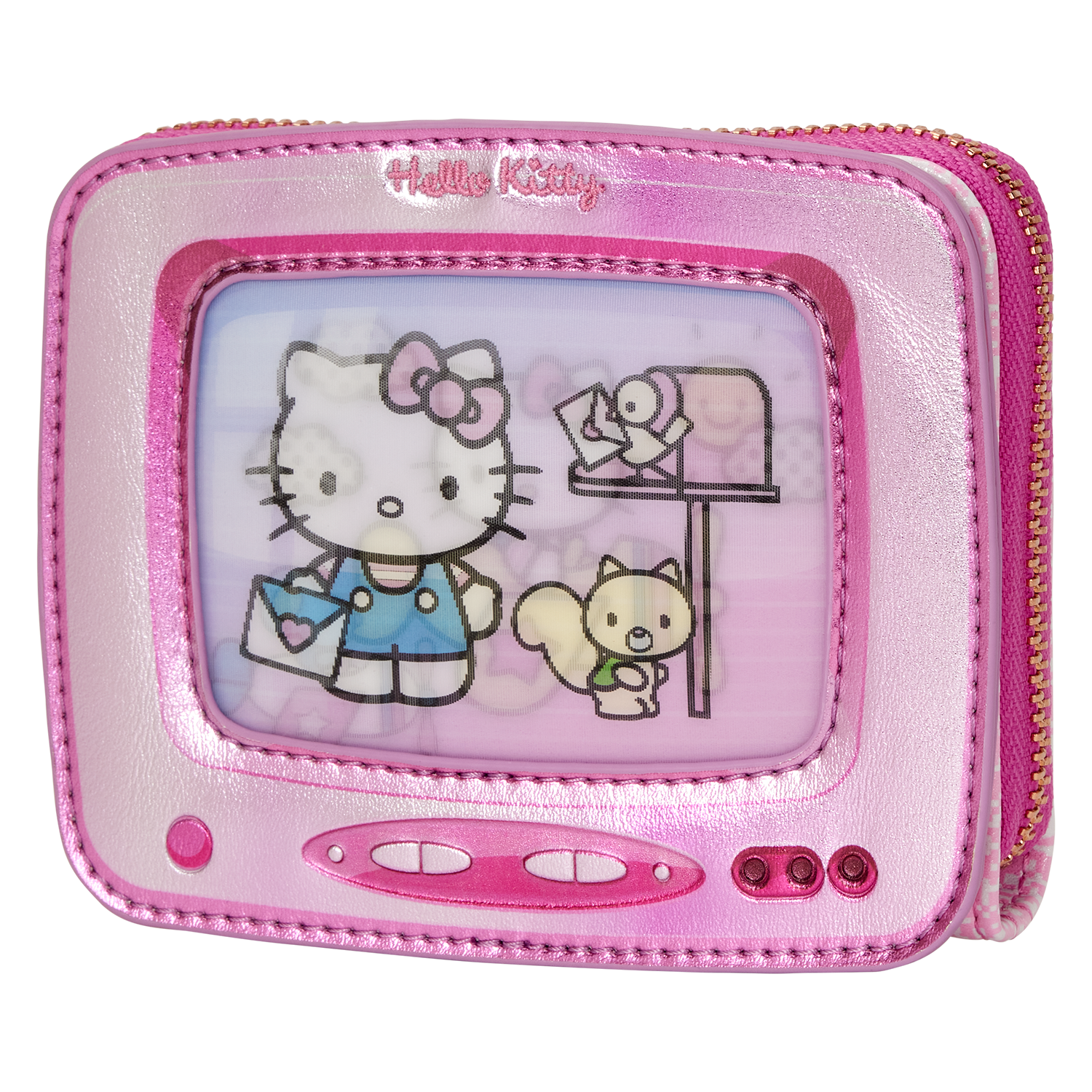 Sanrio Exclusive Hello Kitty Vintage TV Lenticular Zip Around Wallet