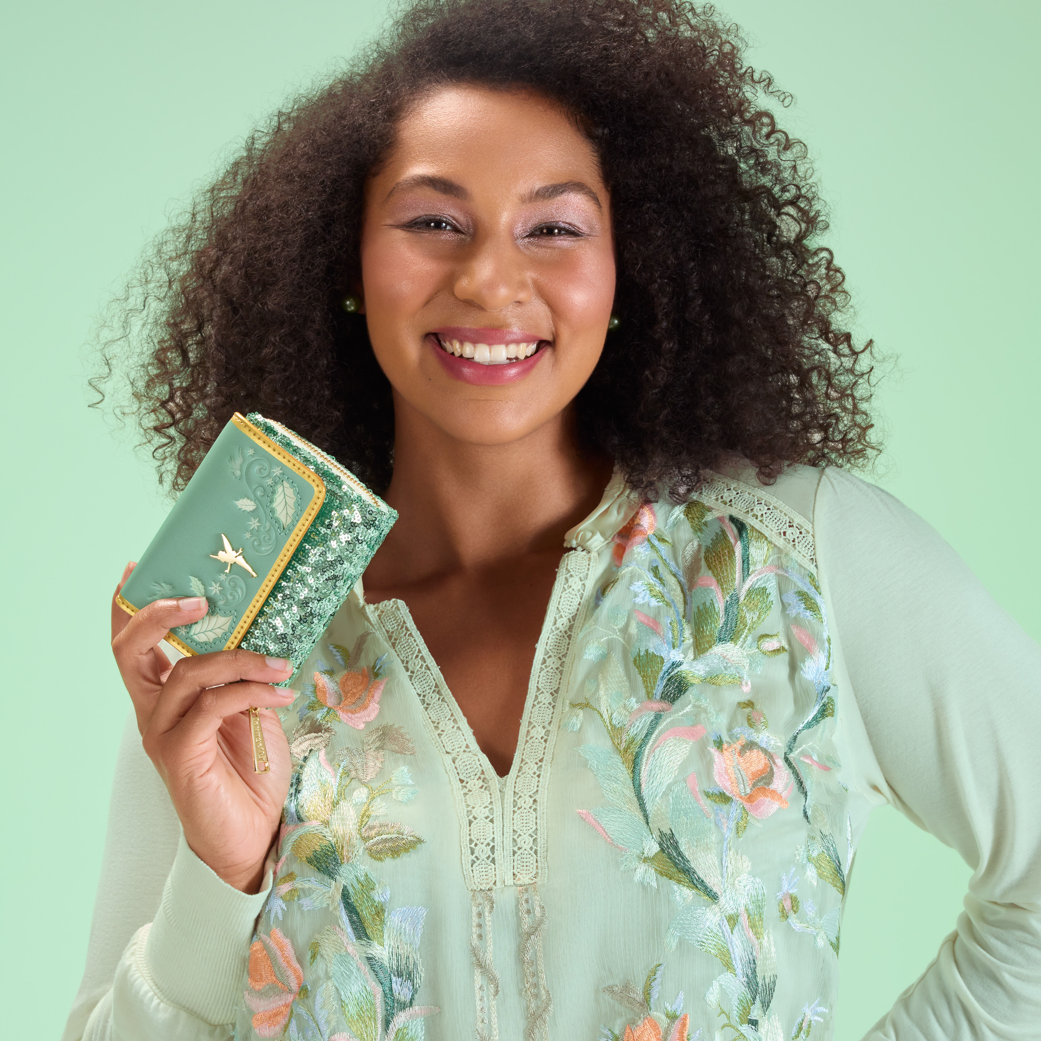 Peter Pan Tinker Bell Holiday Sequin Tri-Fold Wallet - Image 2