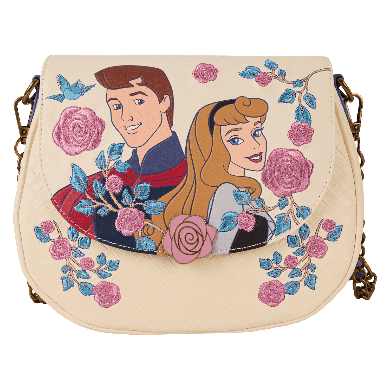 Sleeping Beauty Princess Aurora & Prince Phillip Floral Crossbody Bag